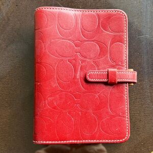 Coach Red and Tan Leather Wallet
